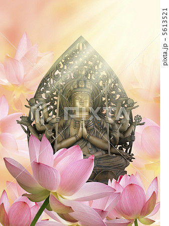 線画 仏像 蓮の花 仏像と蓮の花の写真素材 [5613521] - PIXTA