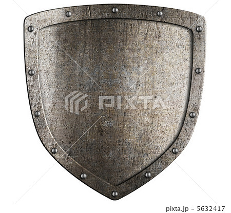 Old metal medieval shield. Crest pattern. Old metal medieval shield. Crest pattern. 5632417