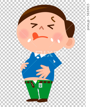 食べ過ぎ 苦しい 男性のイラスト素材