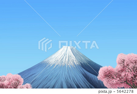 富士山と桜のイラスト素材