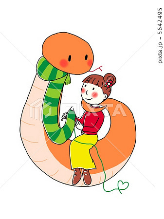 なかよし（ヘビ・白背景） 5642495