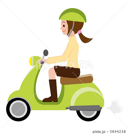 バイクに乗る女性のイラスト素材