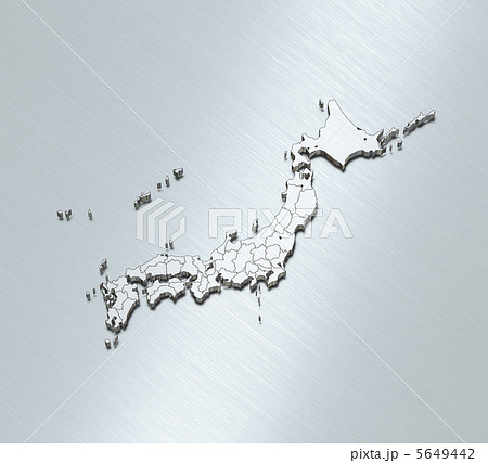 ステンレスの日本地図 日本白地図 沖縄別位置のイラスト素材