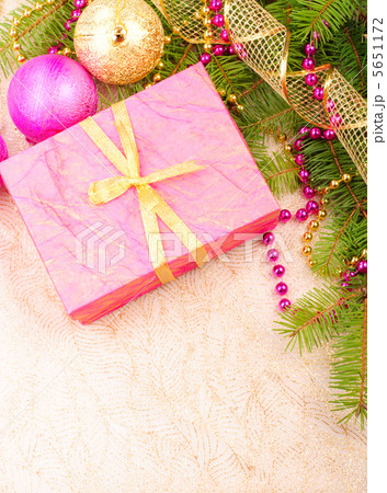 christmas gold and pink with pine branch 5651172