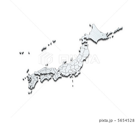 ステンレスの日本地図 日本白地図 沖縄別位置のイラスト素材
