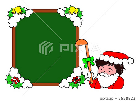 サンタの扮装のシェフとクリスマス飾りのボード 5658823