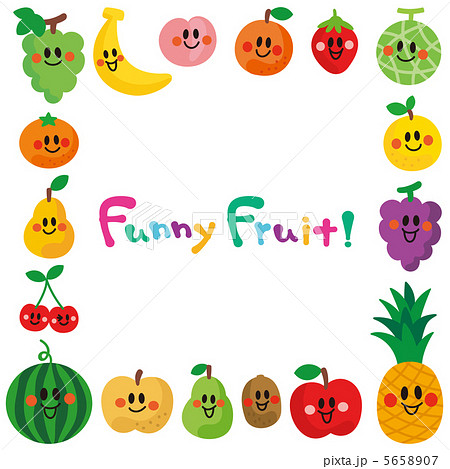 笑顔の果物たち フレームのイラスト素材