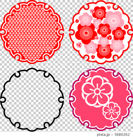Four Snow Rings And Plum Motifs Stock Illustration