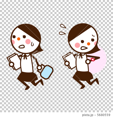 線画　女性　遅刻 5680559