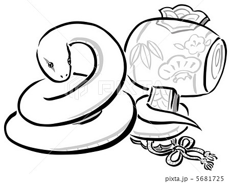 蛇と打ち出の小槌のイラスト素材