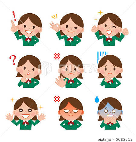 女の子　表情　アイコン　セット 5685515