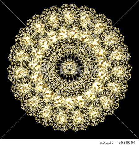 金レース黒背景のイラスト素材