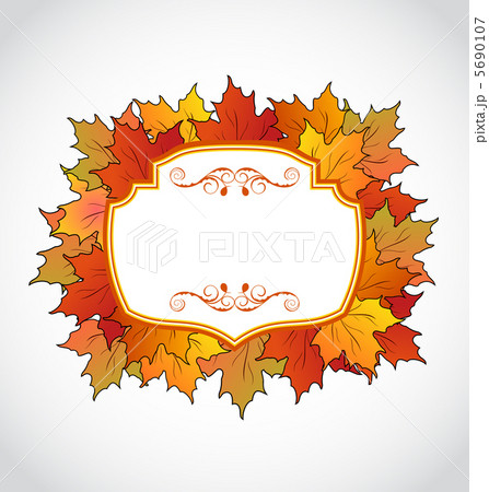 Autumnal floral card with colorful maple leaves Autumnal floral card with colorful maple leaves 5690107