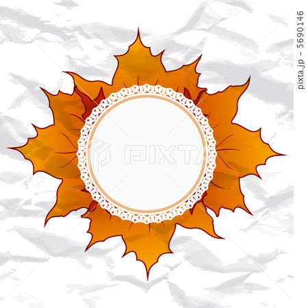 Autumnal maple leaves, crumpled paper texture, copy space for yo Autumnal maple leaves, crumpled paper texture, copy space for yo 5690146