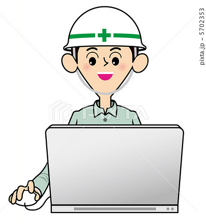 パソコン操作をする作業員のイラスト素材