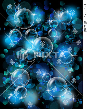 青い花 背景黒のイラスト素材 5709691 Pixta