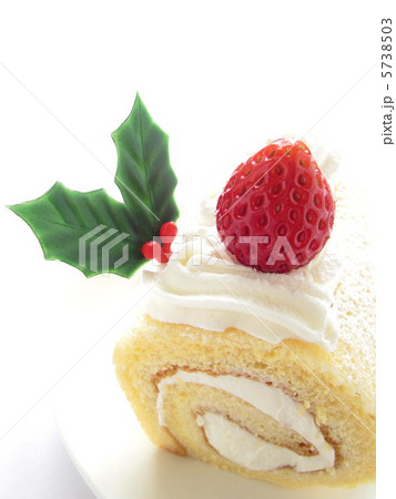 ロールケーキ クリスマスイメージの写真素材