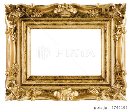 白背景に金色の額縁の写真素材
