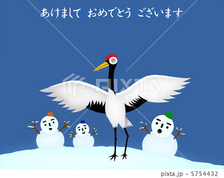 タンチョウと雪だるま 5754432
