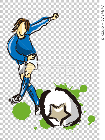 サッカー選手がボールを蹴るイラストのイラスト素材