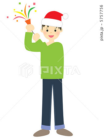 クラッカーを鳴らす男性のイラスト素材