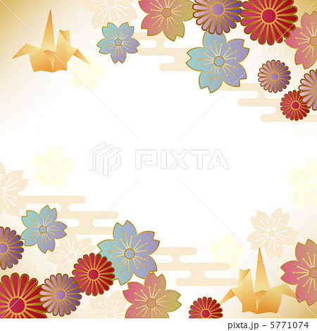 和柄 折り鶴 菊 桜 背景のイラスト素材 5771074 Pixta