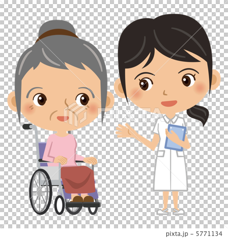 Women With Wheel Chair And Nurse - Stock Illustration [5771134] - Pixta