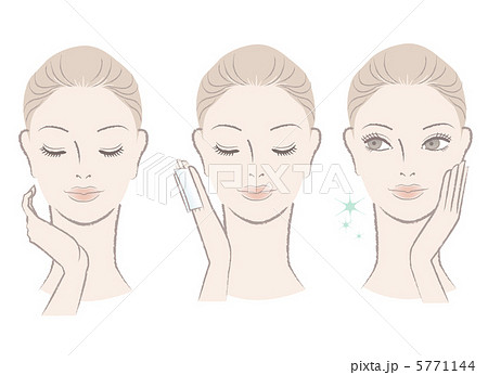 フェイスケアをする女性 化粧水 美容 ビューティー スキンケア フェイスケア 5771144