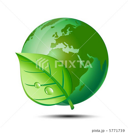緑の地球と葉のイラスト素材