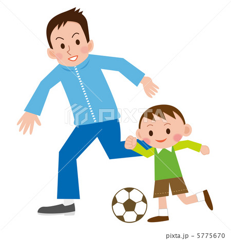 サッカーをする親子のイラスト素材