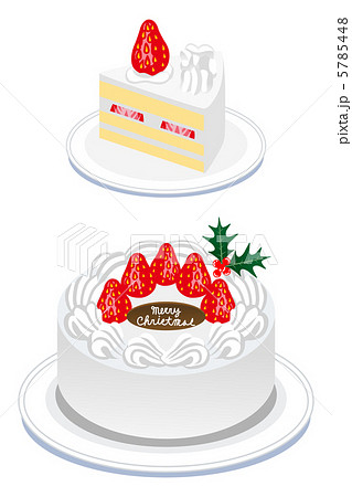 クリスマスケーキ ホールケーキとカットケーキ のイラスト素材