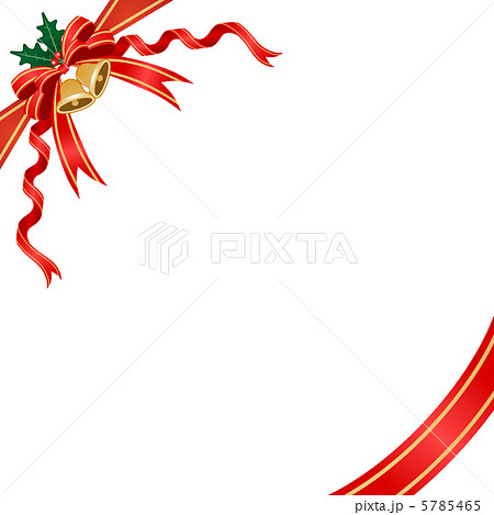 クリスマスの飾り リボンとベルのイラスト素材