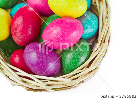 colorful easter eggs in basket colorful easter eggs in basket 5785982