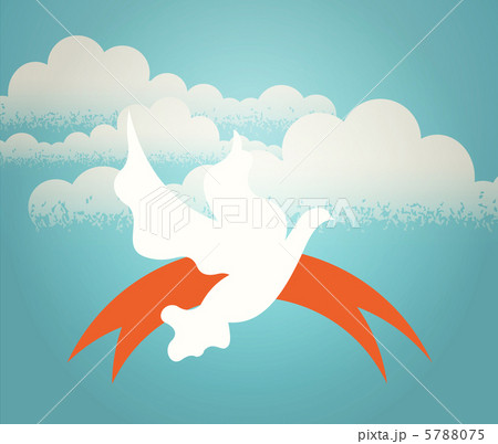 The dove hovering in the sky against a background of clouds. Ret The dove hovering in the sky against a background of clouds. Ret 5788075