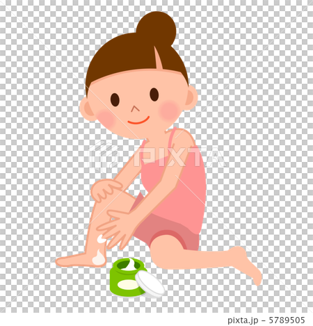 A woman applying a moisturizing cream to a heel 5789505