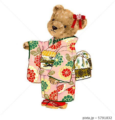 C97 くまた イラスト 着物を着たクマ little pretty bear のイラスト素材 [5791832] - PIXTA
