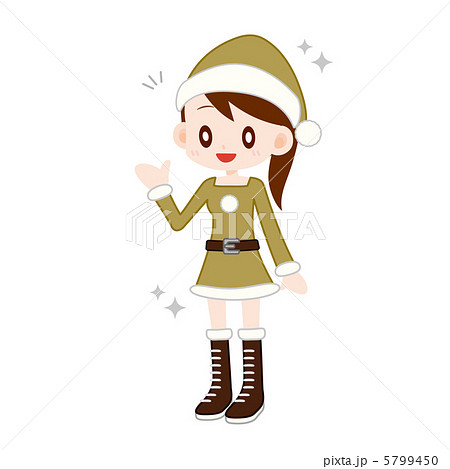 サンタクロースの服を着た女の子 ゴールドのイラスト素材 [5799450 