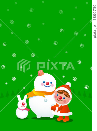 雪ダルマと赤い服のイラスト素材
