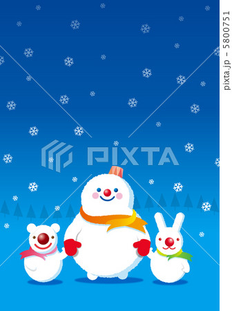 仲良し雪ダルマのイラスト素材 [5800751] - PIXTA