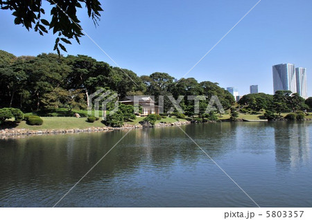 浜離宮恩賜庭園 潮入の池の写真素材