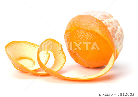 orange with peeled spiral skin isolated on white background orange with peeled spiral skin isolated on white background 5812602