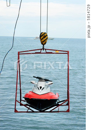 jet ski lift for dry storage   on the sea  background 5814729