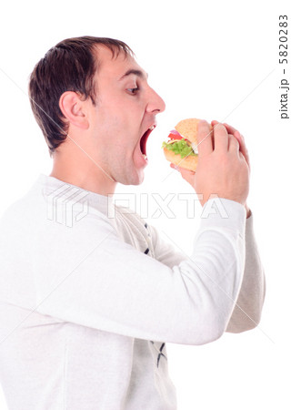 Man want a hamburger isolated Man want a hamburger isolated 5820283