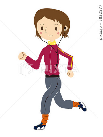 ジョギングをしている女性のイラストのイラスト素材