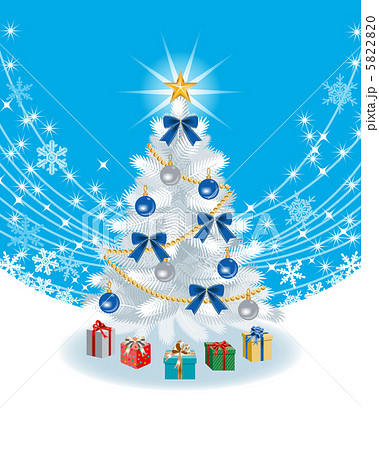 白いクリスマスツリー スカイブルー背景のイラスト素材 5822820 Pixta