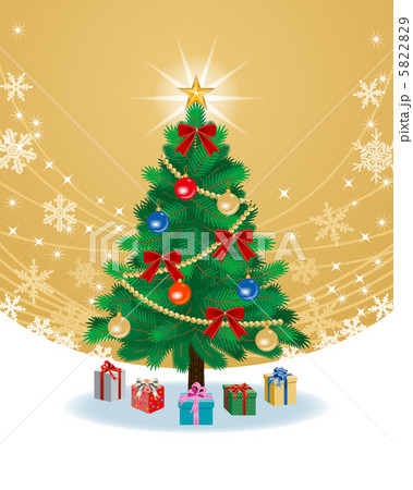 クリスマスツリー/全身/金色背景 5822829