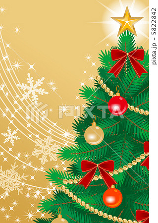 クリスマスツリー アップ 金色背景のイラスト素材