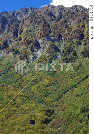 紅葉の立山連峰とロープウェイ 5823014
