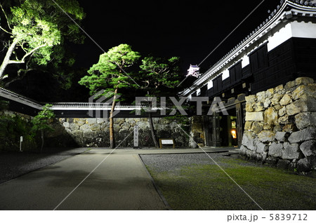 照明に照らされる高知城追手門と狭間塀　2012　10/8撮影　秋のお城祭りにて　 5839712