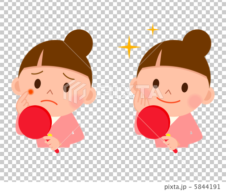 患有痤瘡和美麗女性的婦女設置 患有痤瘡和美麗女性的婦女設置 5844191